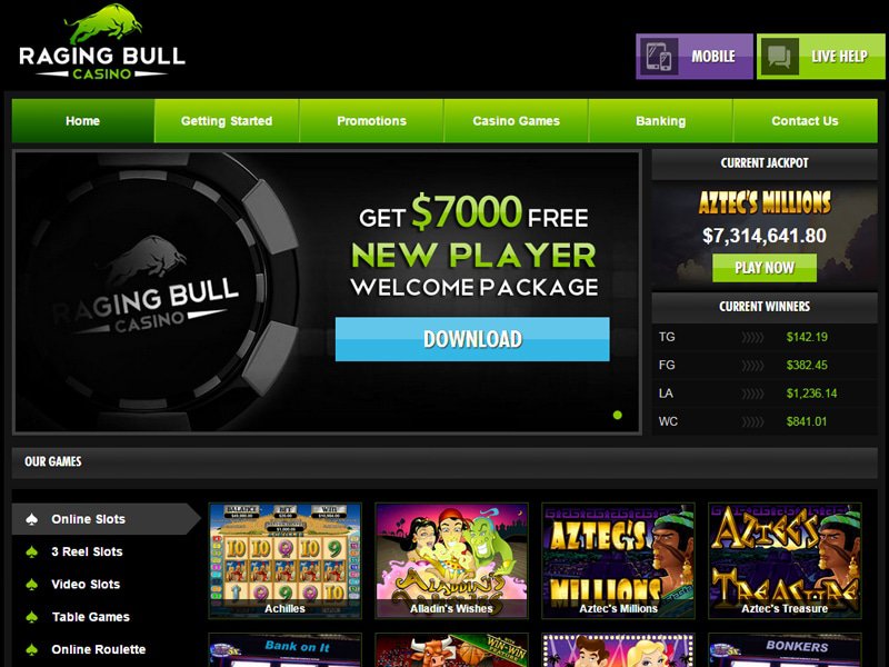 no deposit raging bull casino